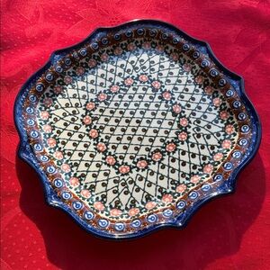 Unikat Handcrafted Polish pottery Dinner Plate 11”